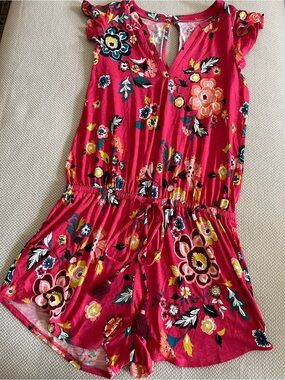 Loft Beach Tropical Floral Print Shorts Romper Cover Up Size XS
